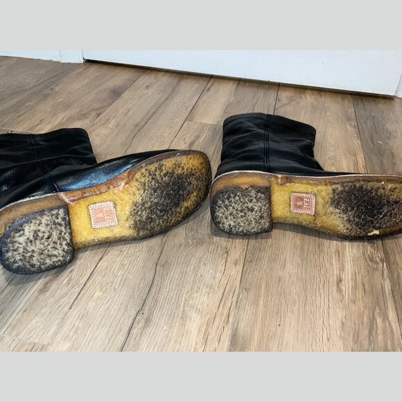 Frye Vintage Black Leather High Boots Women’s Size 12 - Picture 10 of 14